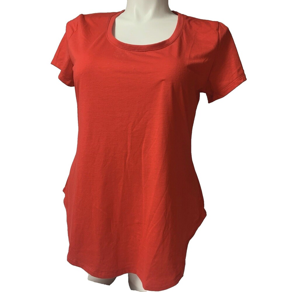 Jennifer Lauren Plus 1X T-Shirt Top Red Stretch Short Sleeves Scoop Neck